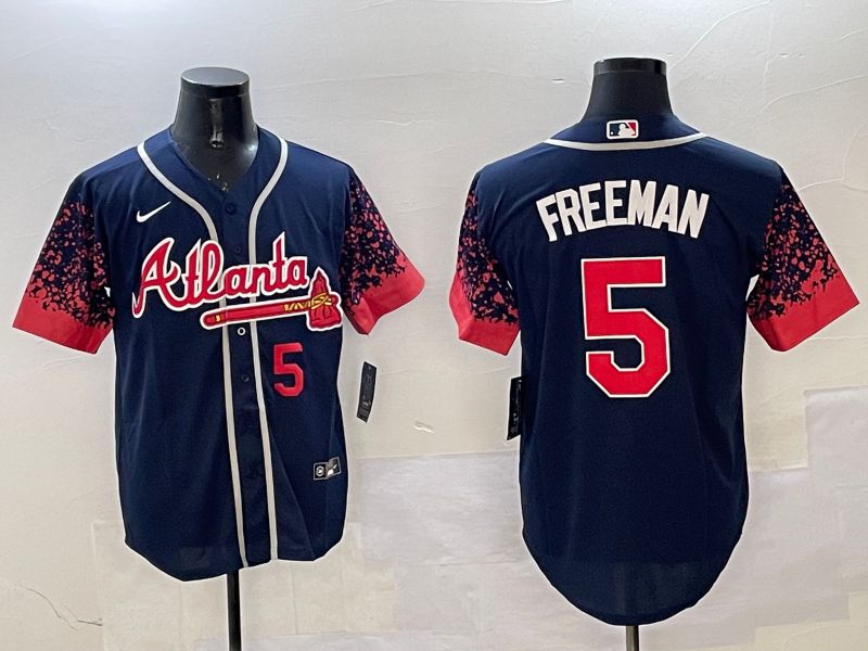 Men Atlanta Braves #5 Freeman Drak Blue Fashion Game 2025 Nike MLB Jersey style 4->miami marlins->MLB Jersey